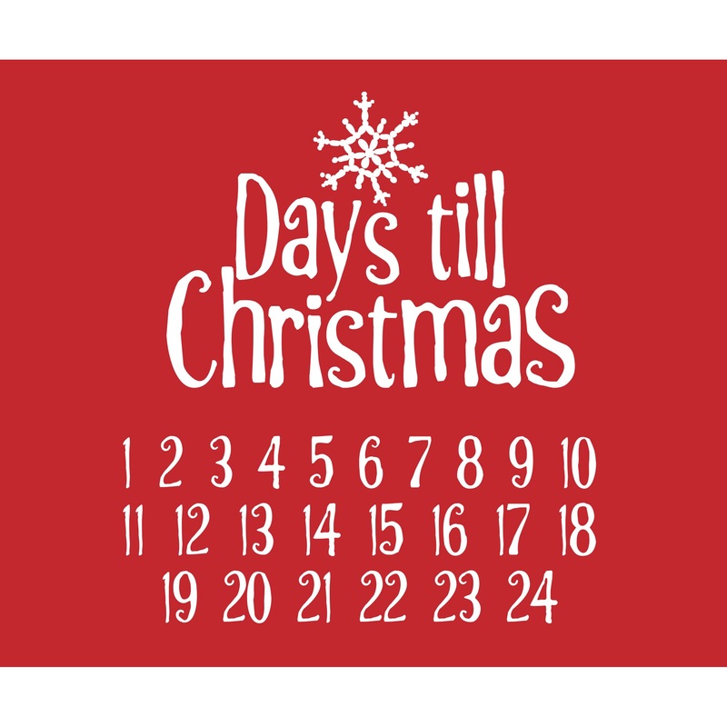 Christmas:  Remaining Days Calendar Dry Erase        –   Removable     Adhesive Decal