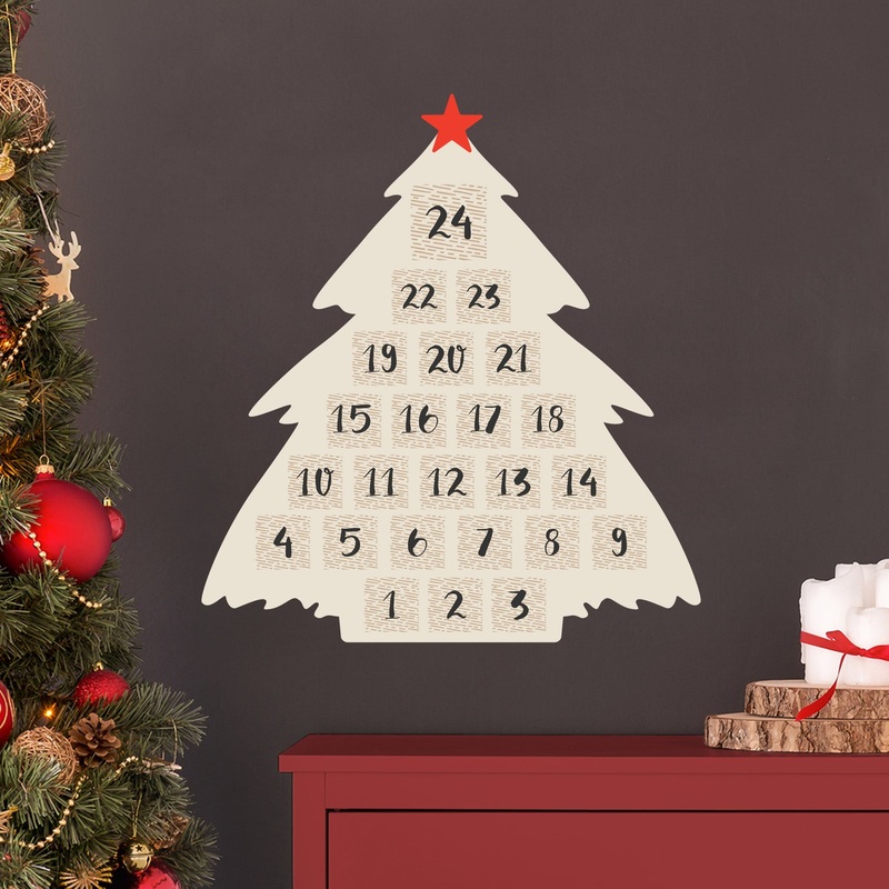 Christmas:  Tree Advent Calendar        –   Removable     Adhesive Decal