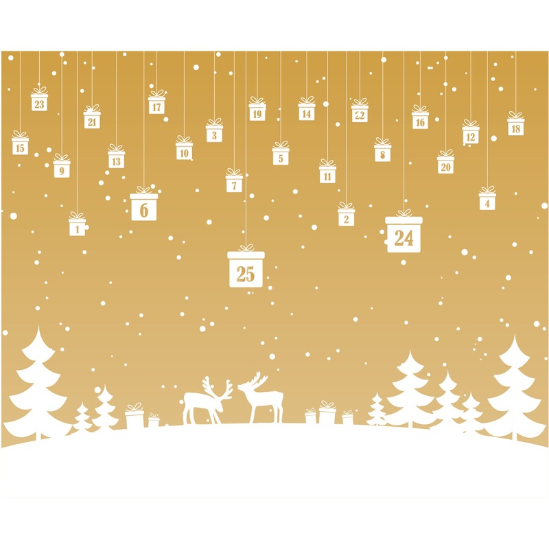 Christmas:  Yellow Holiday Calendar Dry Erase        –   Removable     Adhesive Decal