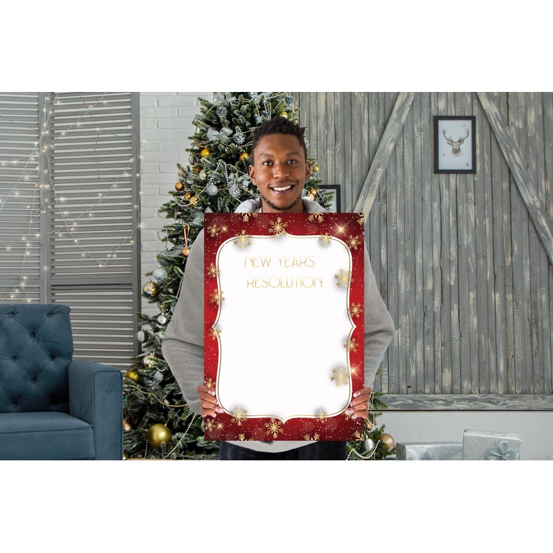 New Years:  Resolution Golden Snowflakes Dry Erase        –      Dry Erase Foam Core