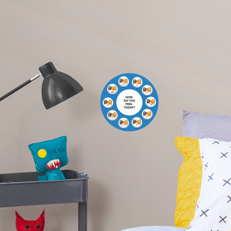 Dry Erase Feeling Chart Cat Faces  – Removable Wall Decal