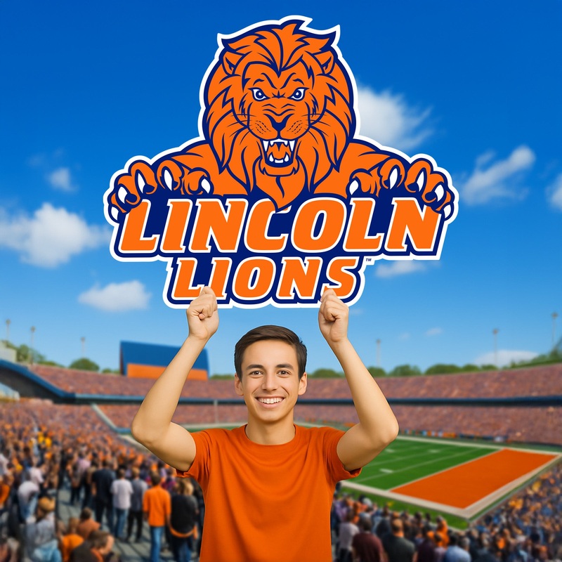 Lincoln Lions Logo – Big Head – Official NCAA – Foam Core Cutout