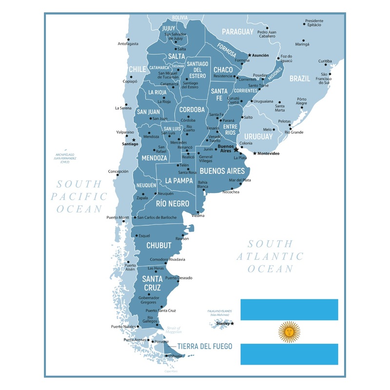 Maps of South America: Argentina Mural        –   Removable     Adhesive Decal