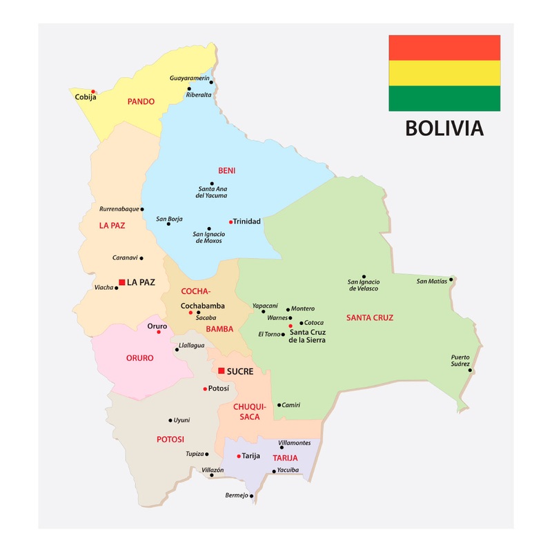 Maps of South America: Bolivia Mural        –   Removable     Adhesive Decal