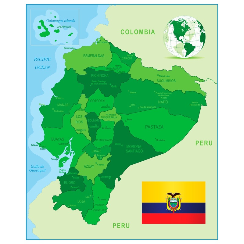 Maps of South America: Ecuador Mural        –   Removable     Adhesive Decal