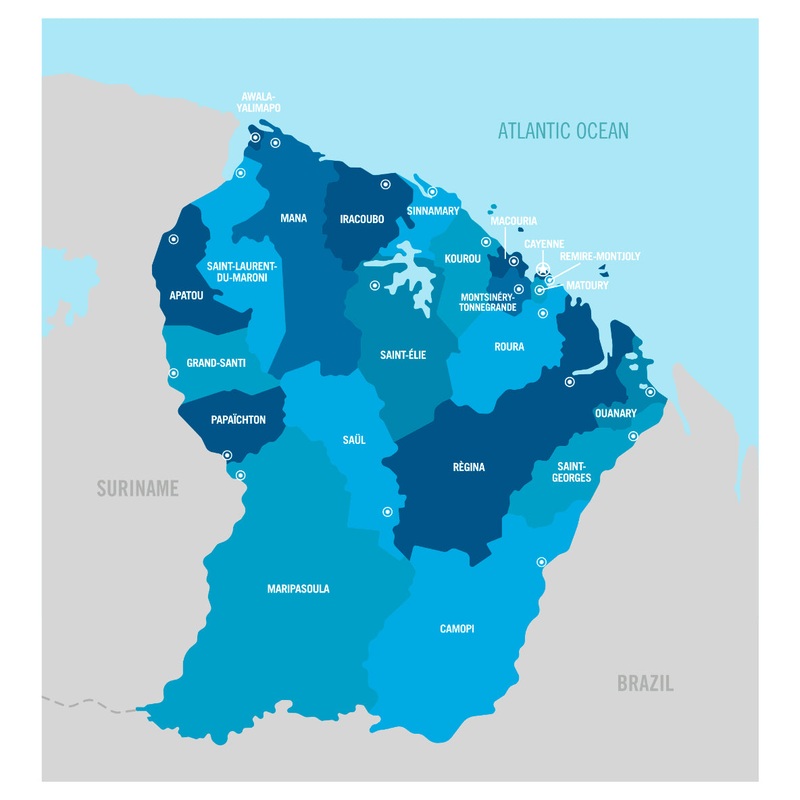 Maps of South America: French Guiana Mural        –   Removable     Adhesive Decal