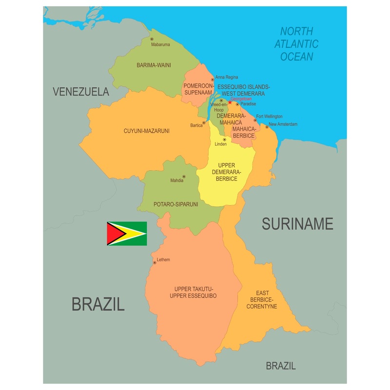 Maps of South America: Guyana Mural        –   Removable     Adhesive Decal