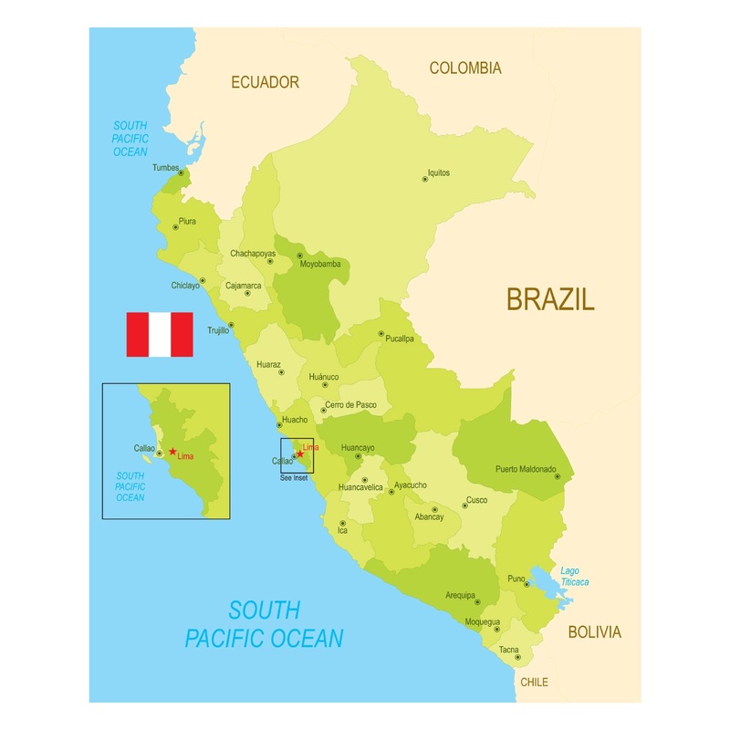 Maps of South America: Peru Mural        –   Removable     Adhesive Decal