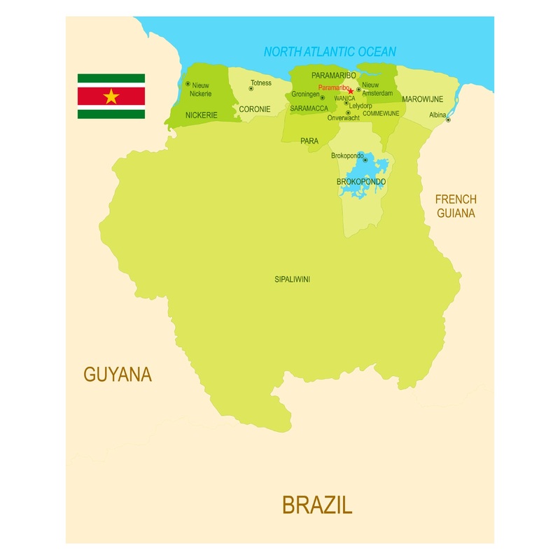 Maps of South America: Suriname Mural        –   Removable     Adhesive Decal