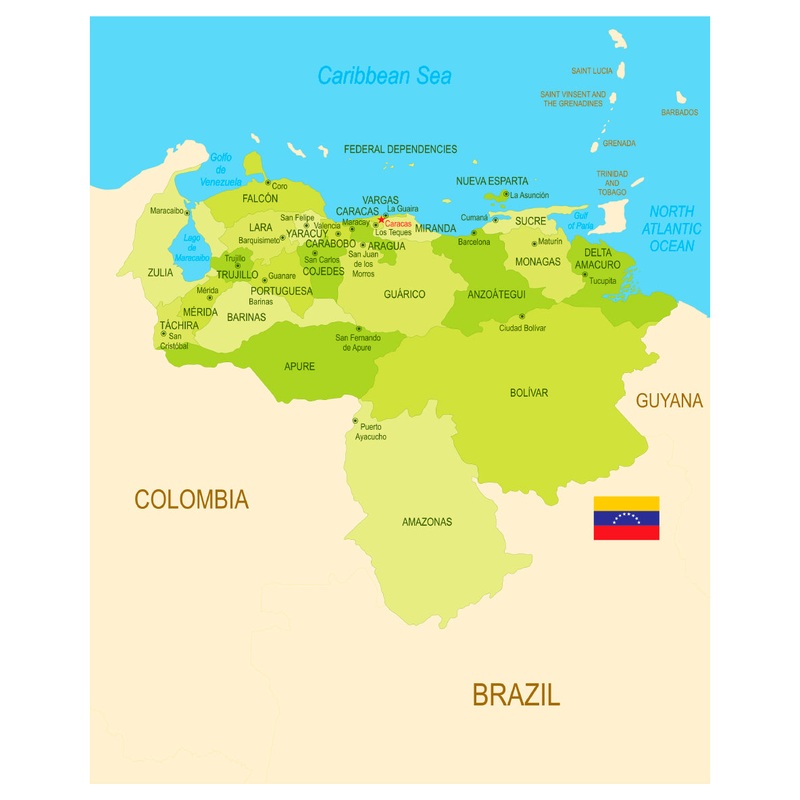Maps of South America: Venezuela Mural        –   Removable     Adhesive Decal