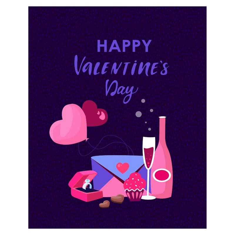 Valentine’s Day:  Let’s Celebrate Mural        –   Removable     Adhesive Decal
