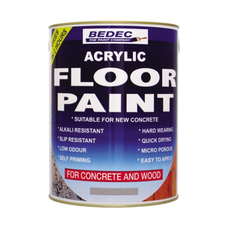 Bedec Acrylic Floor Paint 5L|Battleship Grey|Black|Blue|Dark Green|Light Grey|Tile Red