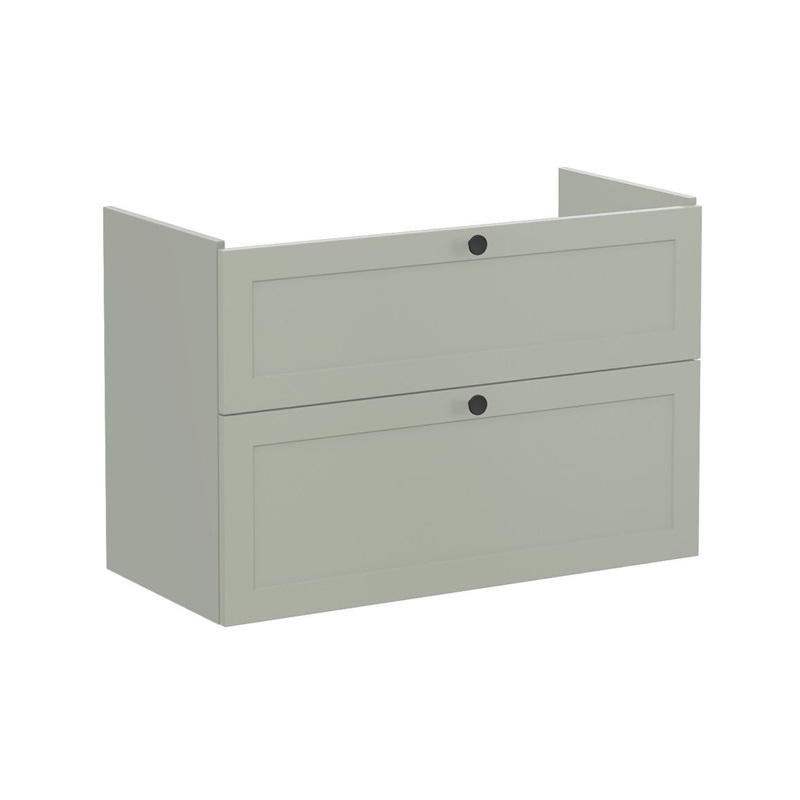 VitrA Root Classic 100cm 2 Drawer Washbasin Unit – Matt Retro Green