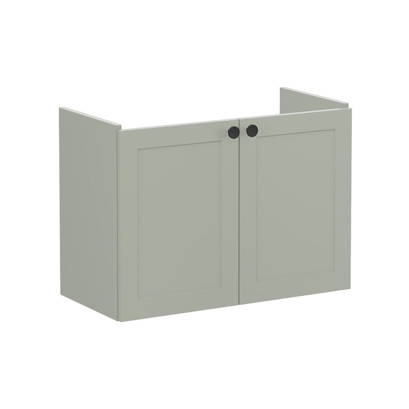 VitrA Root Classic 80cm 2 Door Wall Hung Slim Washbasin Unit – Matt Retro Green