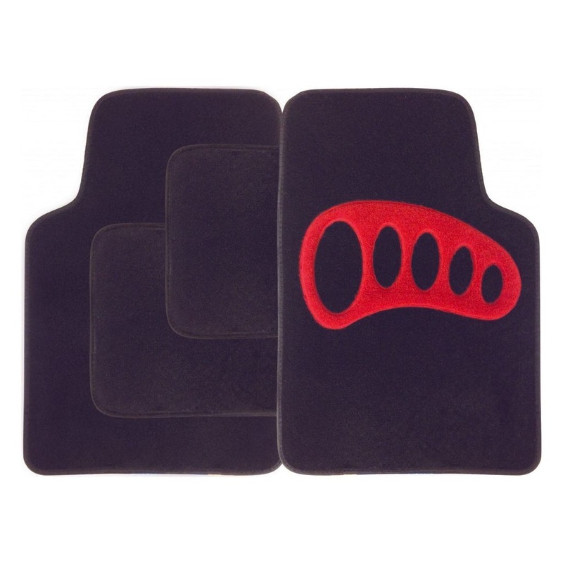 Streetwize Carpet Mat Set 4 Piece Black with Red Heel Pad