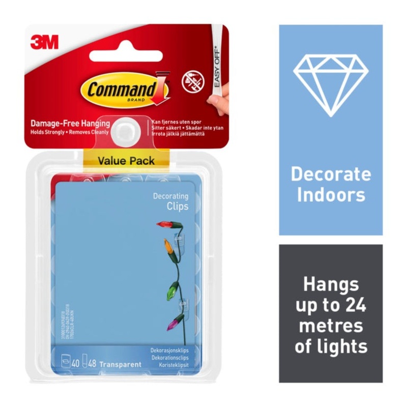 Command Clear Decorating Clips With Clear Strips Value Pack