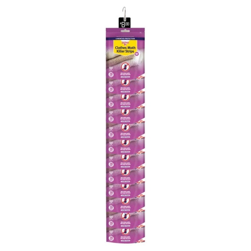 Zero In Clothes Moth Killer Strips  Pack of 20 (24 Clips)