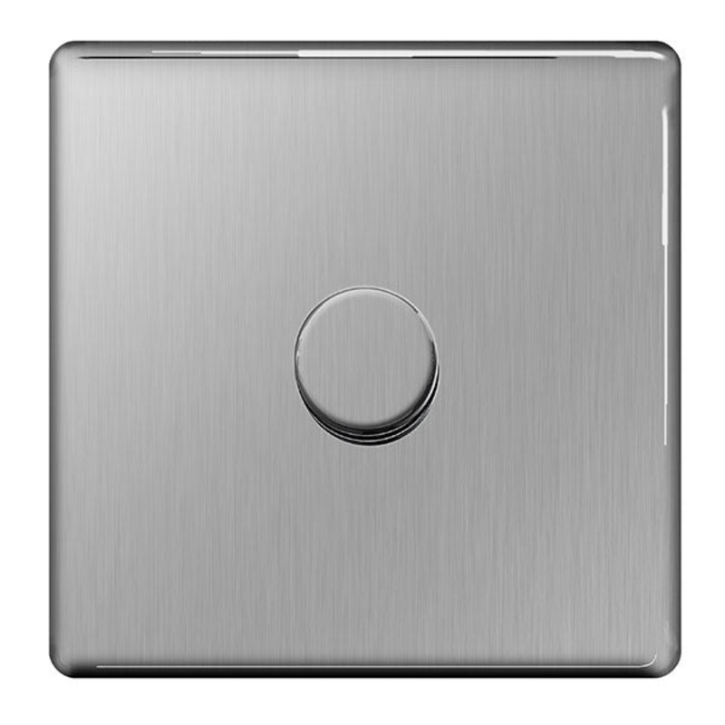 BG Dimmer Switch Push On /Off|Brushed Steel – 1 Switch