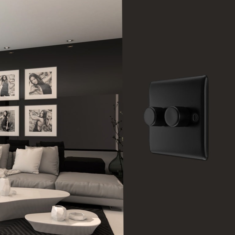 BG Double Dimmer Switch|200w Matt Black