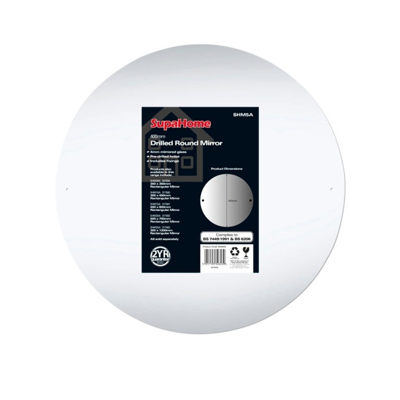 SupaHome Drilled Round Mirror 400mm