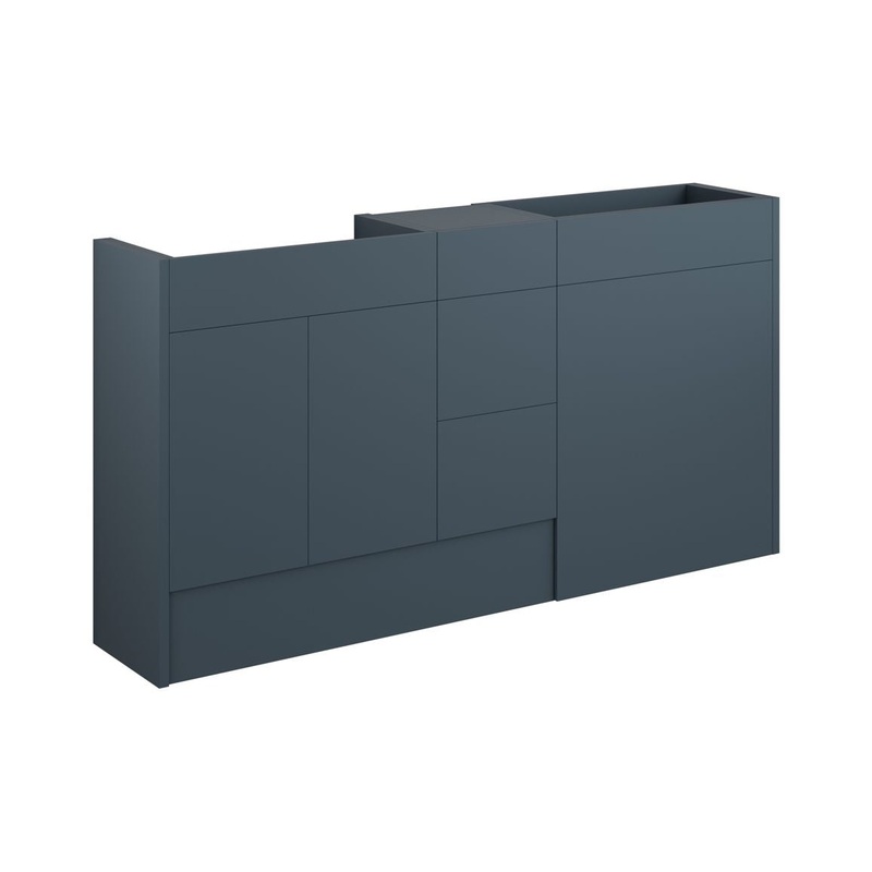 Paddock 1536mm Standard Basin, WC & 3 Drawer Unit Pack – Matt Arley Blue