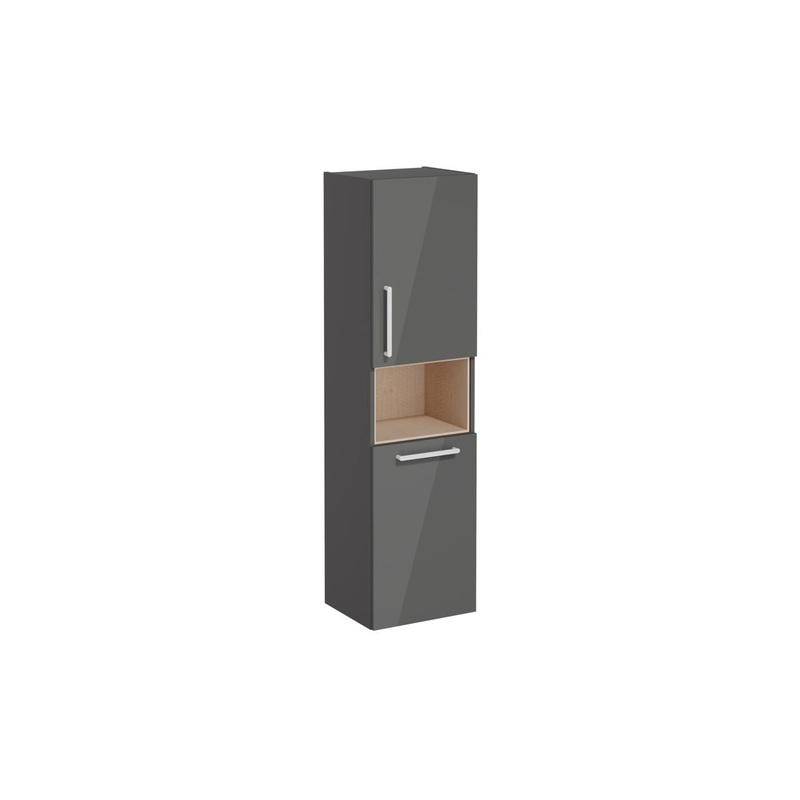 VitrA Root Flat 40cm 2 Door Semi-Tall Unit w/Laundry Basket (RH Hinge) – Anthracite High Gloss