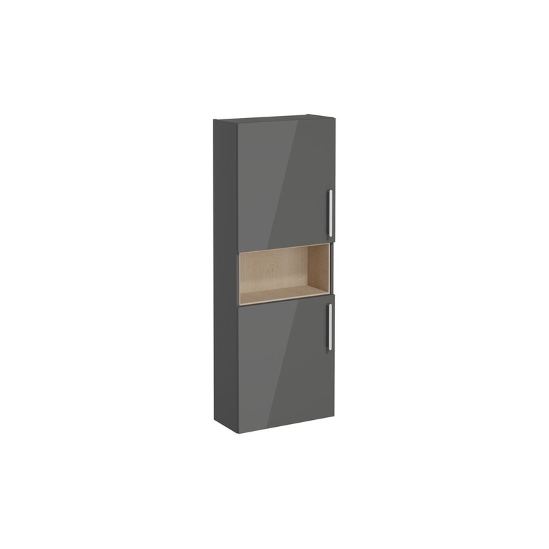 VitrA Root Flat 55cm 2 Door Semi-Tall Unit (LH Hinge) – Anthracite High Gloss