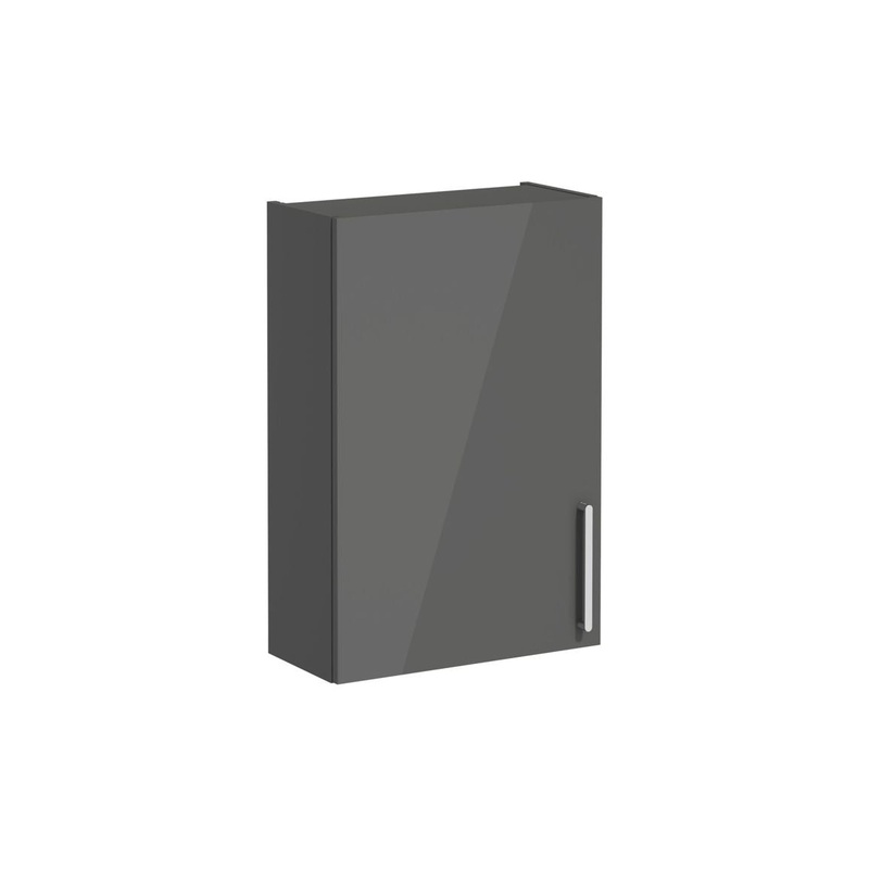 VitrA Root Flat 60cm 1 Door Upper/Wall Unit (LH Hinge) – Anthracite High Gloss