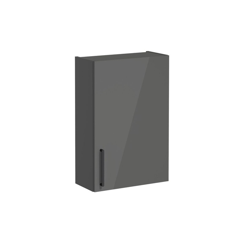VitrA Root Flat 60cm 1 Door Upper/Wall Unit (RH Hinge) – Anthracite High Gloss