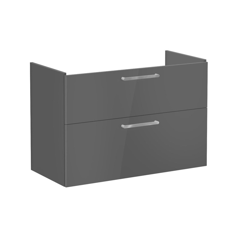 VitrA Root Flat 100cm 2 Drawer Washbasin Unit – Anthracite High Gloss