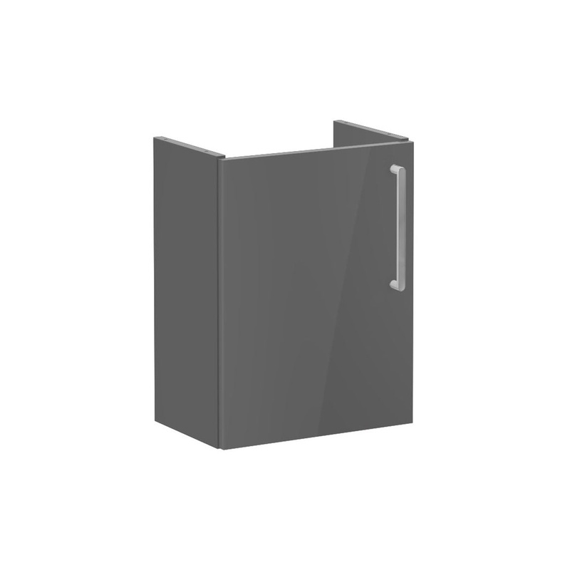 VitrA Root Flat 40cm 1 Door Wall Hung Slim Washbasin Unit (LH Hinge) – Anthracite High Gloss