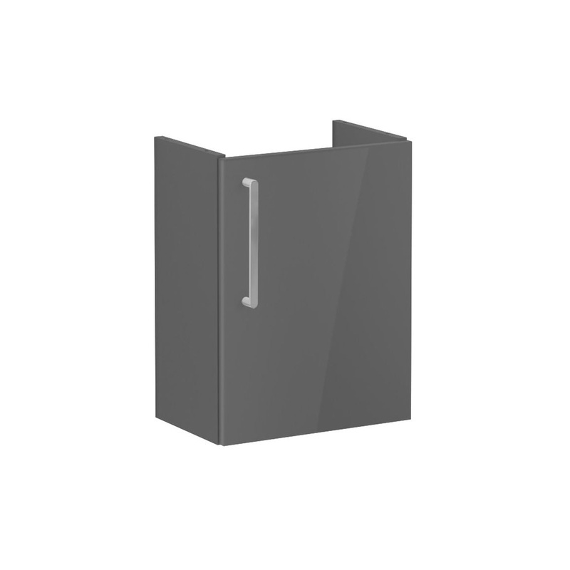 VitrA Root Flat 40cm 1 Door Wall Hung Slim Washbasin Unit (RH Hinge) – Anthracite High Gloss