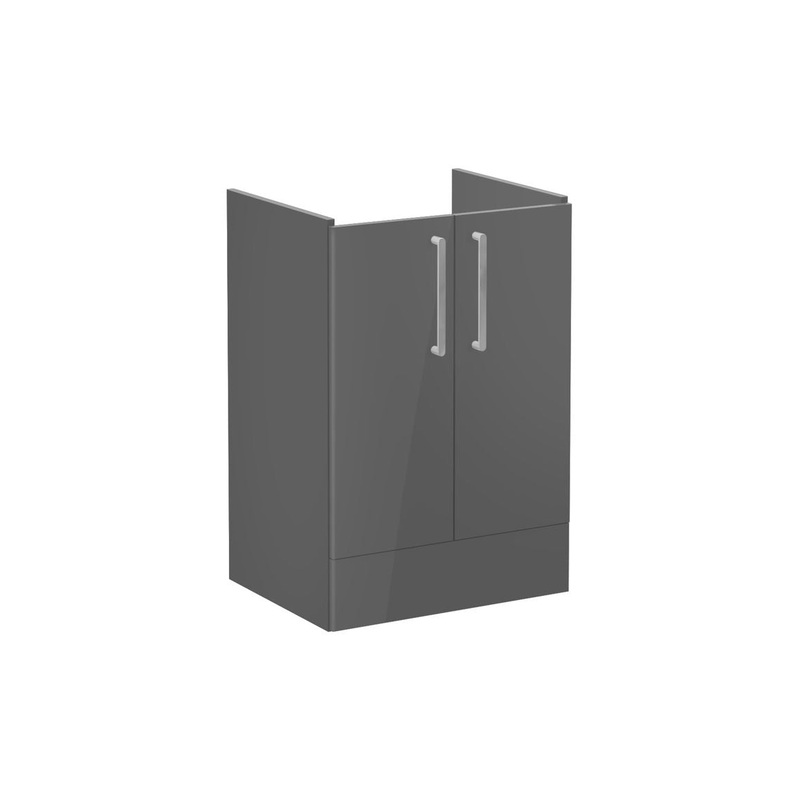 VitrA Root Flat 60cm 2 Door Floor Standing Washbasin Unit – Anthracite High Gloss