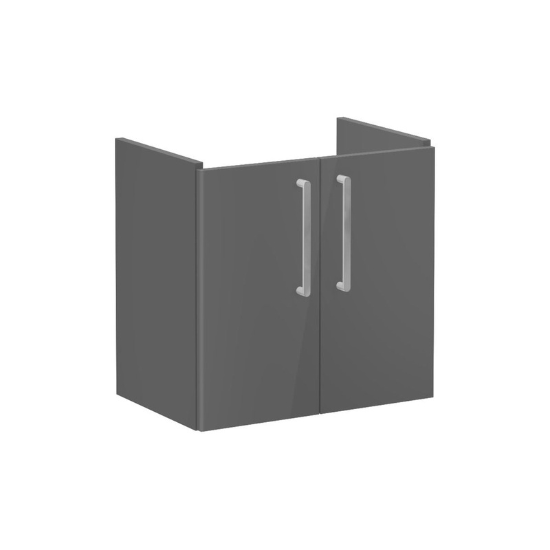 VitrA Root Flat 60cm 2 Door Wall Hung Slim Washbasin Unit – Anthracite High Gloss
