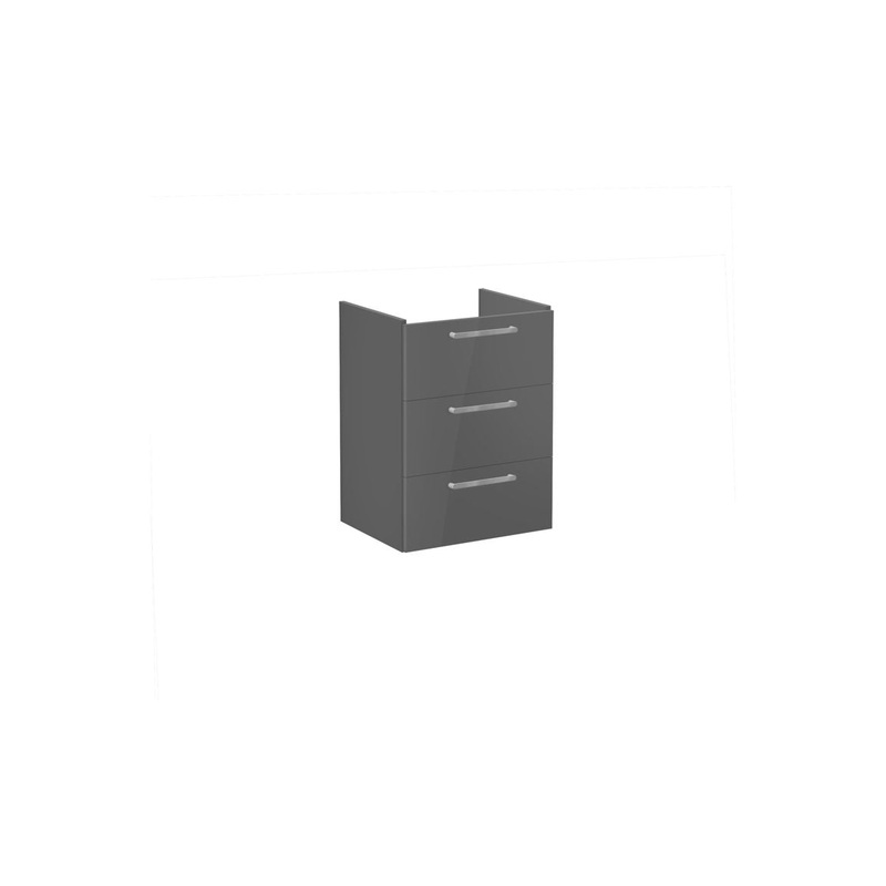 VitrA Root Flat 60cm 3 Drawer Washbasin Unit – Anthracite High Gloss