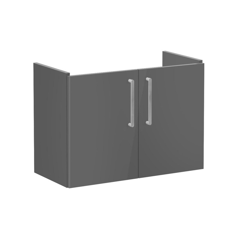 VitrA Root Flat 80cm 2 Door Wall Hung Slim Washbasin Unit – Anthracite High Gloss