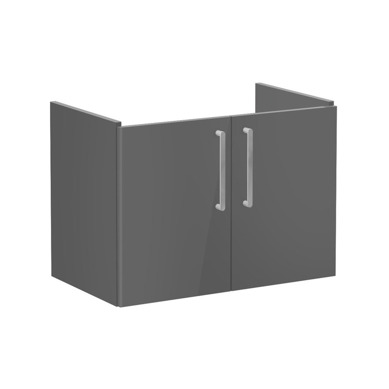 VitrA Root Flat 80cm 2 Door Wall Hung Washbasin Unit – Anthracite High Gloss