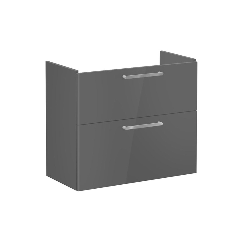 VitrA Root Flat 80cm 2 Drawer Slim Washbasin Unit – Anthracite High Gloss