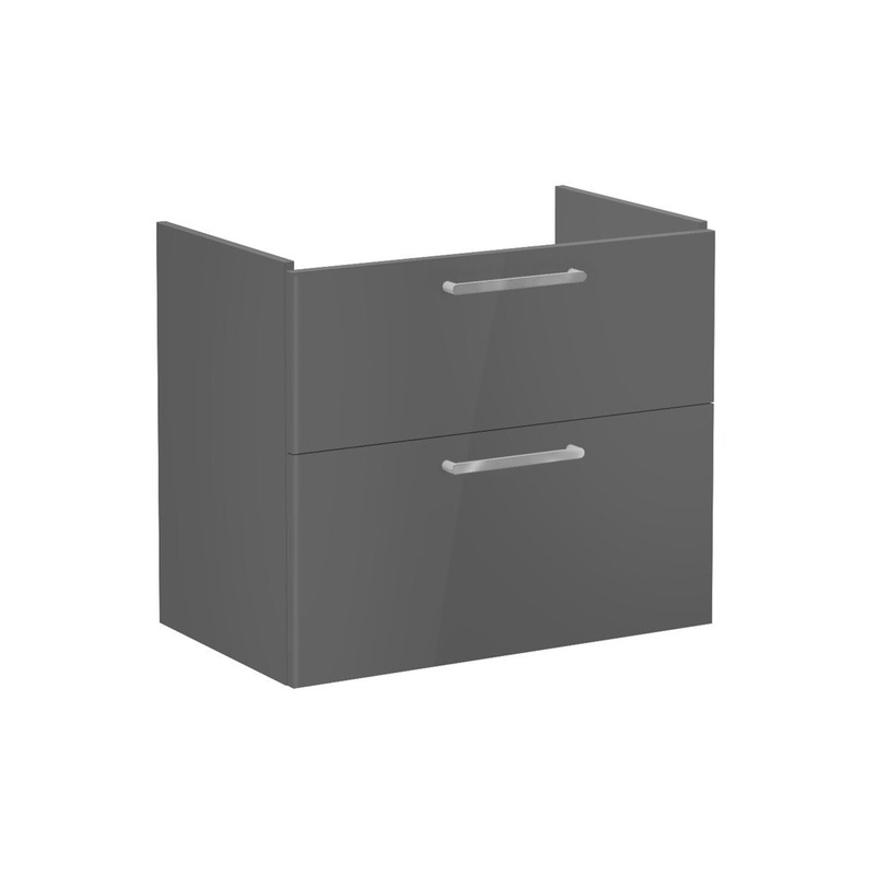 VitrA Root Flat 80cm 2 Drawer Washbasin Unit – Anthracite High Gloss