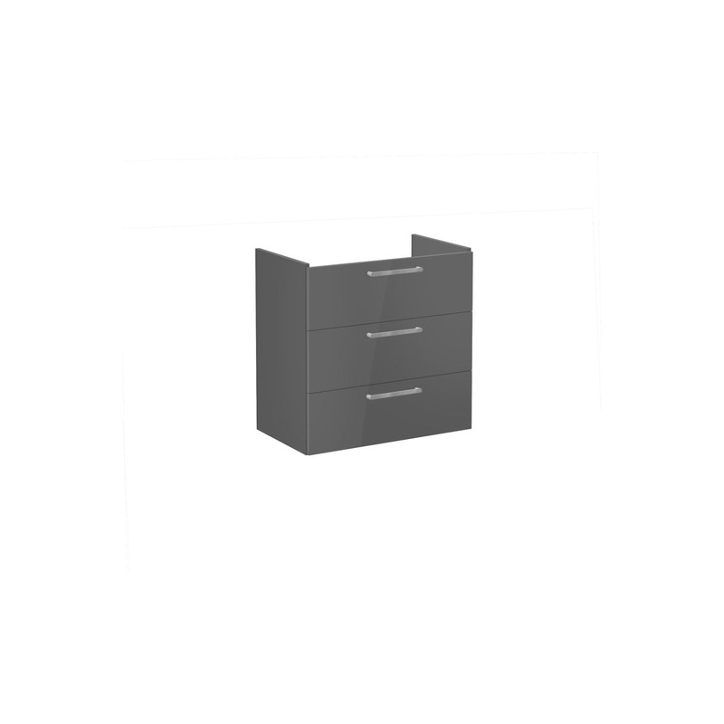 VitrA Root Flat 80cm 3 Drawer Washbasin Unit – Anthracite High Gloss
