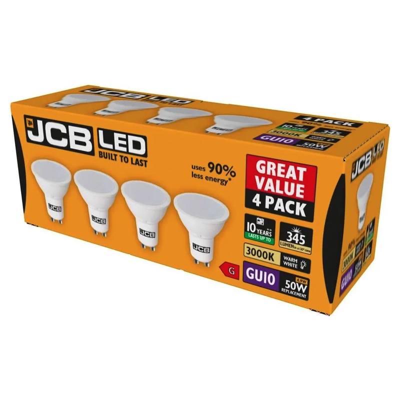 JCB GU10 3000k Warm White|5w Pack 4