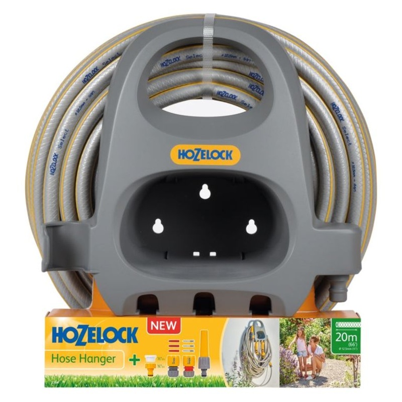 Hozelock Hose Hanger With 20m Hose & Fitting Set