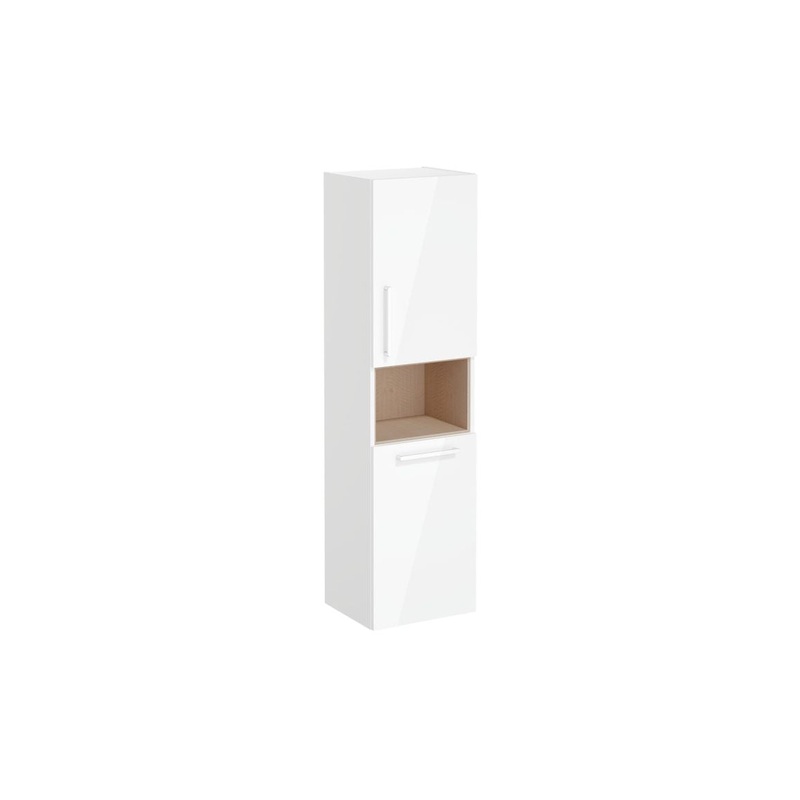 VitrA Root Flat 40cm 2 Door Semi-Tall Unit w/Laundry Basket (RH Hinge) – High Gloss White