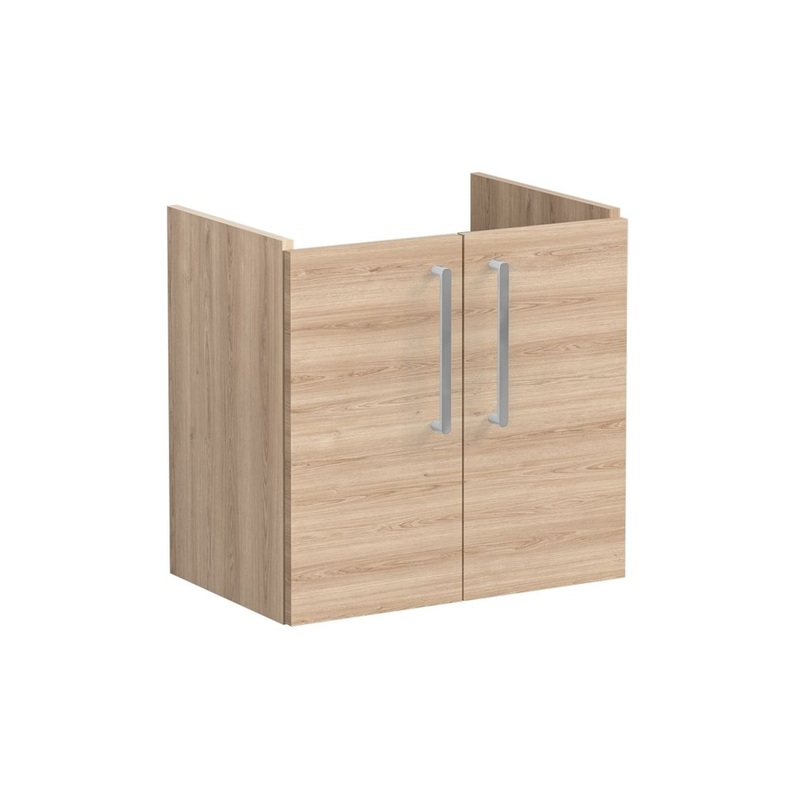 VitrA Root Flat 60cm 2 Door Wall Hung Slim Washbasin Unit – Natural Oak