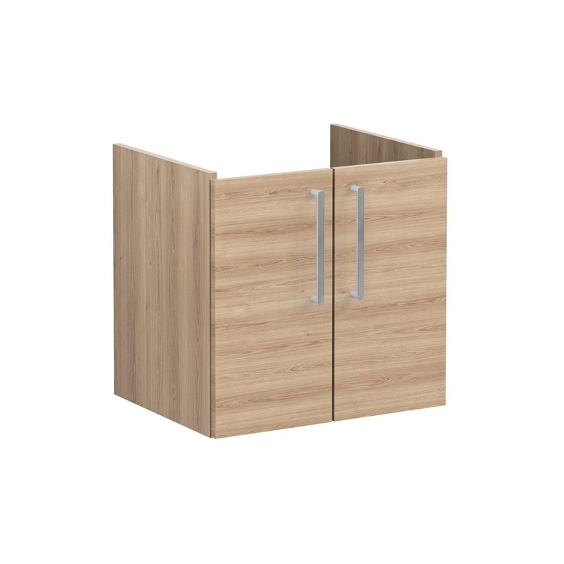 VitrA Root Flat 60cm 2 Door Wall Hung Washbasin Unit – Natural Oak