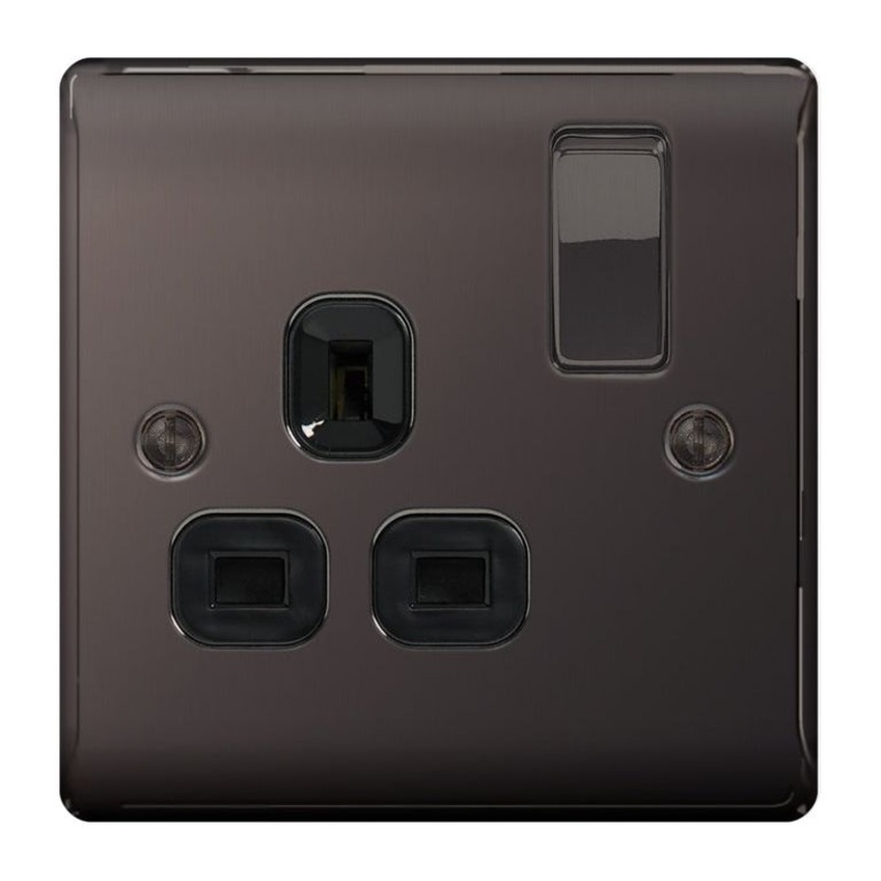 BG Metal Black Nickel Switched Socket