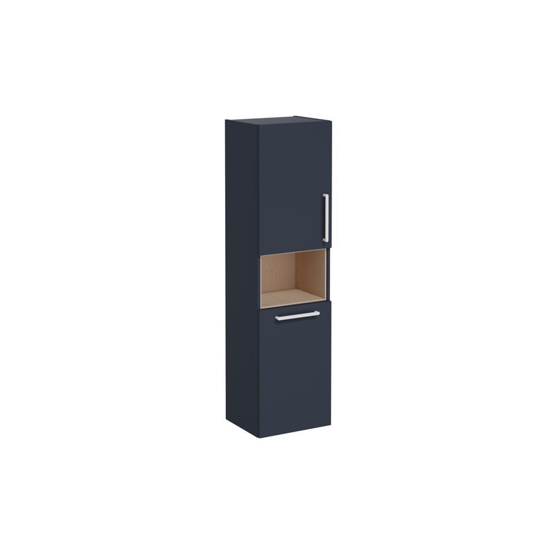 VitrA Root Flat 40cm 2 Door Semi-Tall Unit w/Laundry Basket (LH Hinge) – Matt Dark Blue