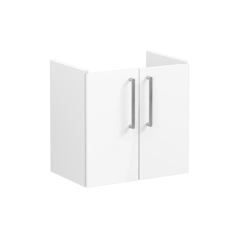 VitrA Root Flat 60cm 2 Door Wall Hung Slim Washbasin Unit – High Gloss White