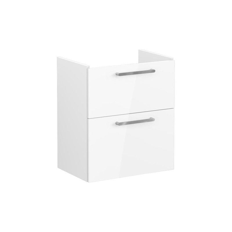 VitrA Root Flat 60cm 2 Drawer Slim Washbasin Unit – High Gloss White