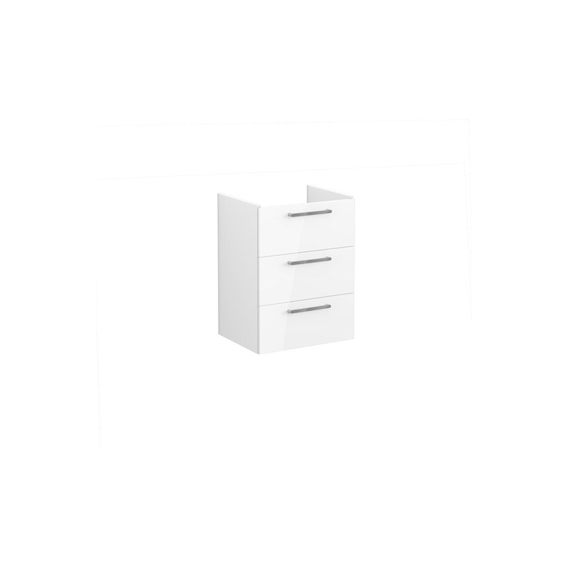 VitrA Root Flat 60cm 3 Drawer Washbasin Unit – High Gloss White